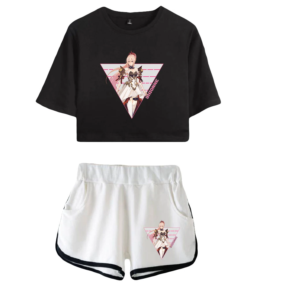 

2022 New Tales of Arise Two Piece Sets Shorts+short Sleeve T-shirt Women Summer sets Crop Tops Shorts Suit