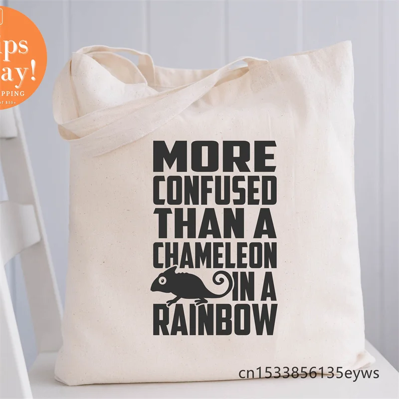 Больше путает, чем Хамелеон в Радужном графическом хипстерском мультяшном принте, сумки-тоуты для покупок, женская сумка-шоппер Больше путает, чем Хамелеон в Радужном графическом хипстерском мультяшном принте, сумки-тоуты для покупок, женская сумка-шоппер