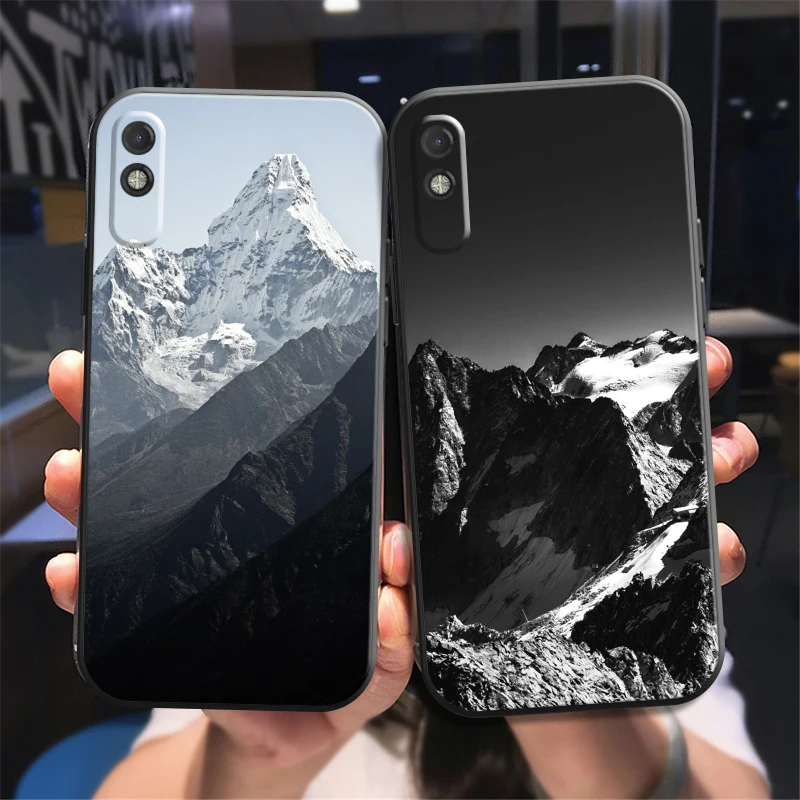 

3D Emboss Mountain Phone Case For Xiaomi Redmi 7 7A 8 8A 9 9i 9AT 9T 9A 9C Note 7 8 2021 8T 8 Pro Carcasa Funda Liquid Silicon