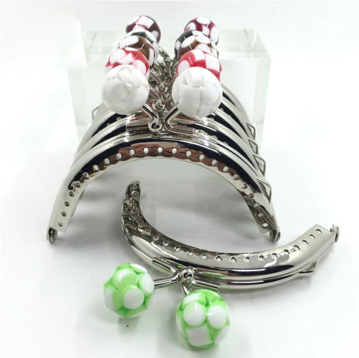 10pcs 8.5cm Round Metal Purse Frame Handle for DIY Making Clutch Bag Handbag Accessories Candy Head Kiss Clasp Lock