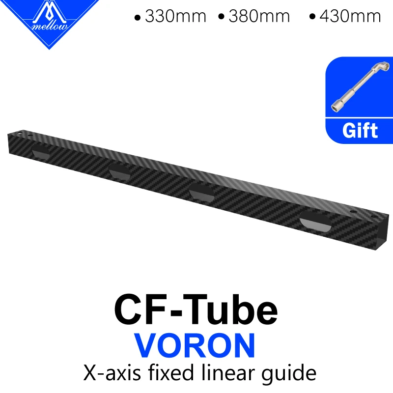 Mellow-tubo cuadrado de fibra de carbono para impresora 3D, tubo de perforación CNC Voron 2,4 Trident, para MGN9 y MGN12, 1 unidad