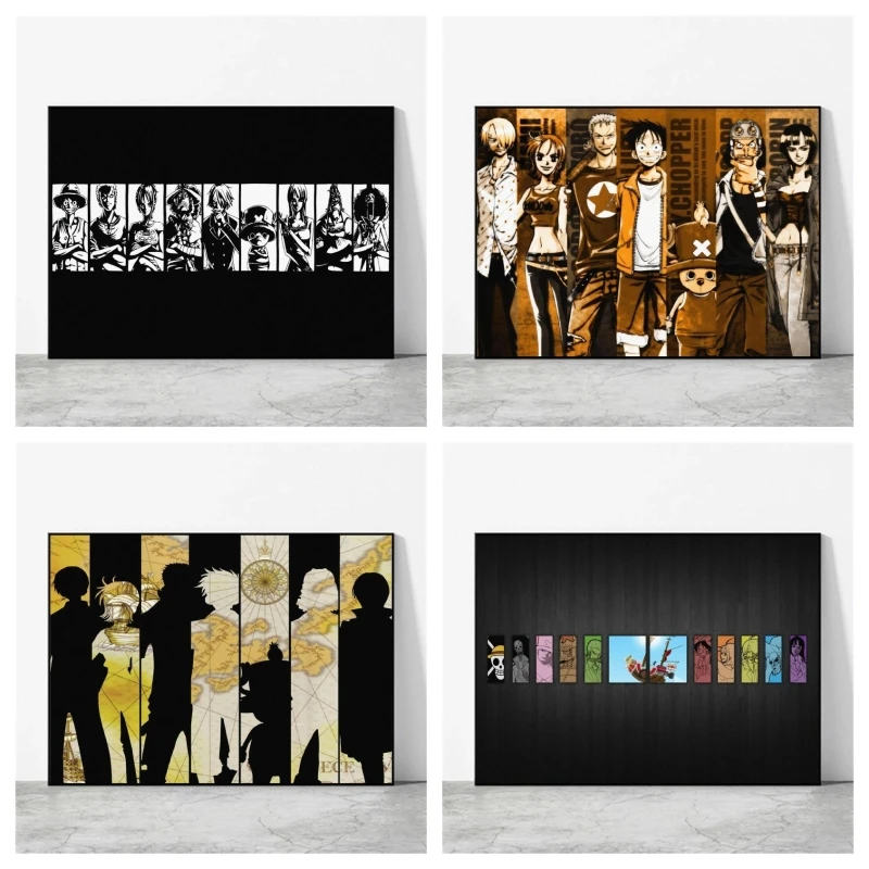 

Anime One Piece Figure Luffy Wall Art Sanji Zoro Retro Canvas Paintings Hd Print Cartoon Pictures Children Bedroom Decor Gift