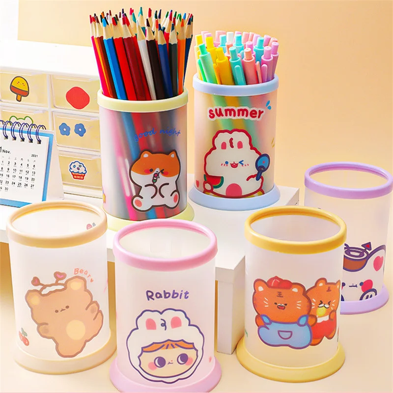 

kid DIY folding pen holder cartoon cute desktop storage box School students plastic pen case office penholder Christmas Presents