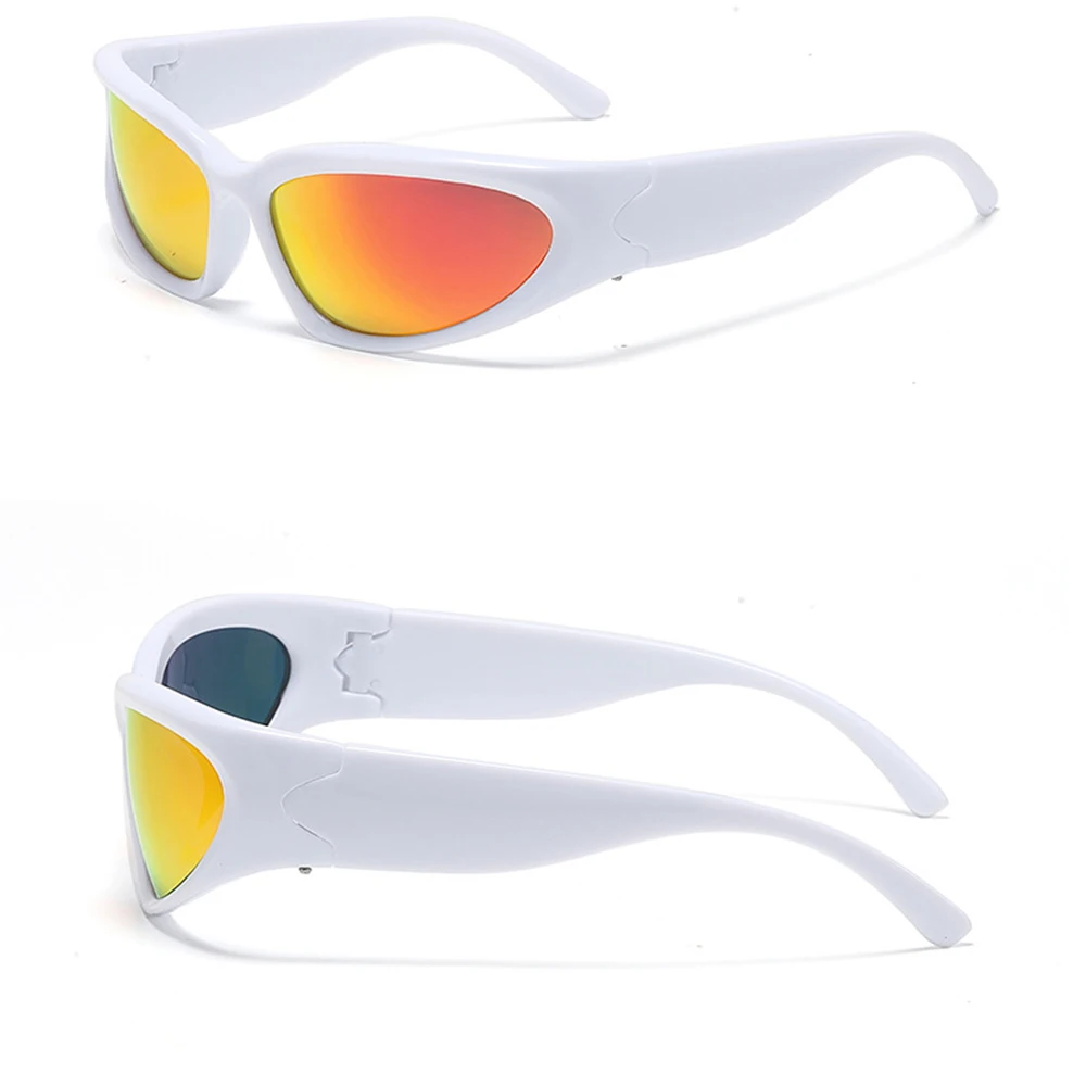 Женские солнцезащитные очки VIVIBEE Y2K в стиле стимпанк зеркальные белые спортивные