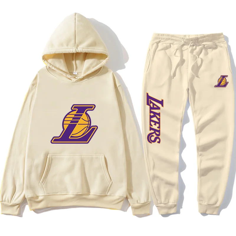 Autumn Winter Fashion Men'S  Women'S Sports Suits Team Printing Hoodie Set Couples Tracksuit Hooded Basketball Sweatpants Suit