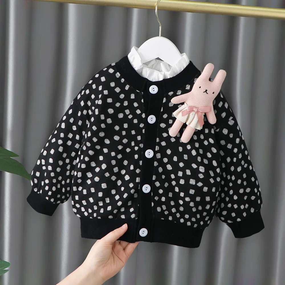 

Kids sweater cardigan Warm Kid Winter Coats Jackets Children Outfis Clothes 1-4year 2022 Brand New Girls Boys Baby Leopard Coat