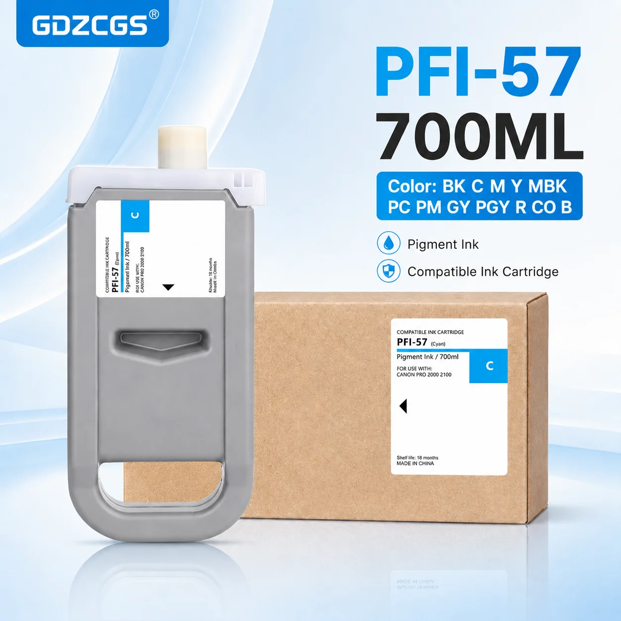 Фото PFI57 PFI 57 PFI-57 Совместимый чернильный картридж для принтеров Canon ImagePROGRAF PRO-540s PRO-560s PRO-520 PRO521 PRO540 PRO560, 700 мл №1
