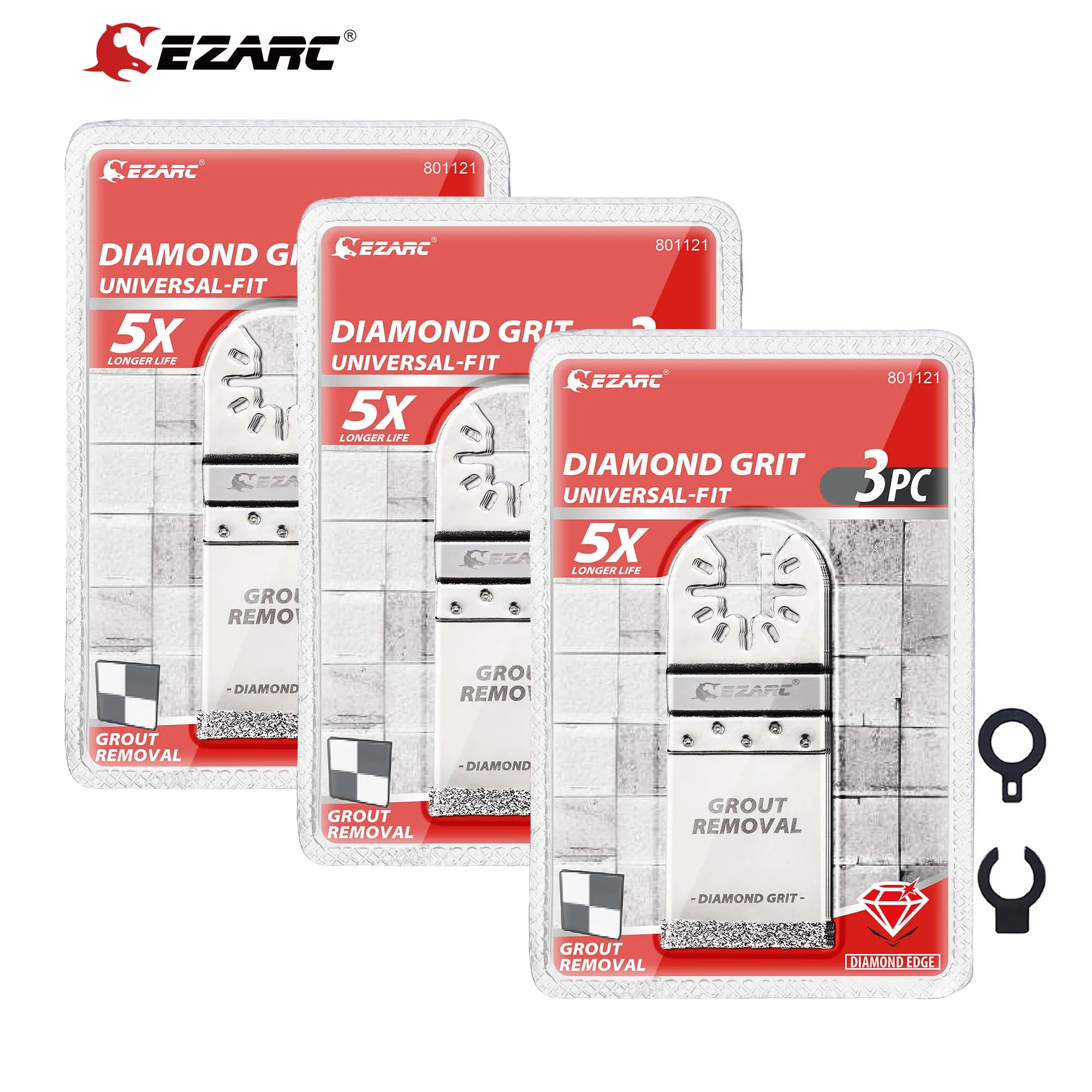 EZARC 3/6/9PCS Diamond Oscillating Blade, Flush Cutting Oscillating Multi Tool Saw Blades for Grout Removal Mortar Soft Tile Cut