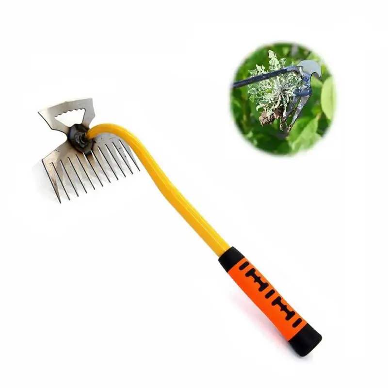 

Weeding Tool Artifact Uprooting Manganese Steel Garden Weeder Loose Soil Hand Puller Long Handle Eradicating Digging Gardening