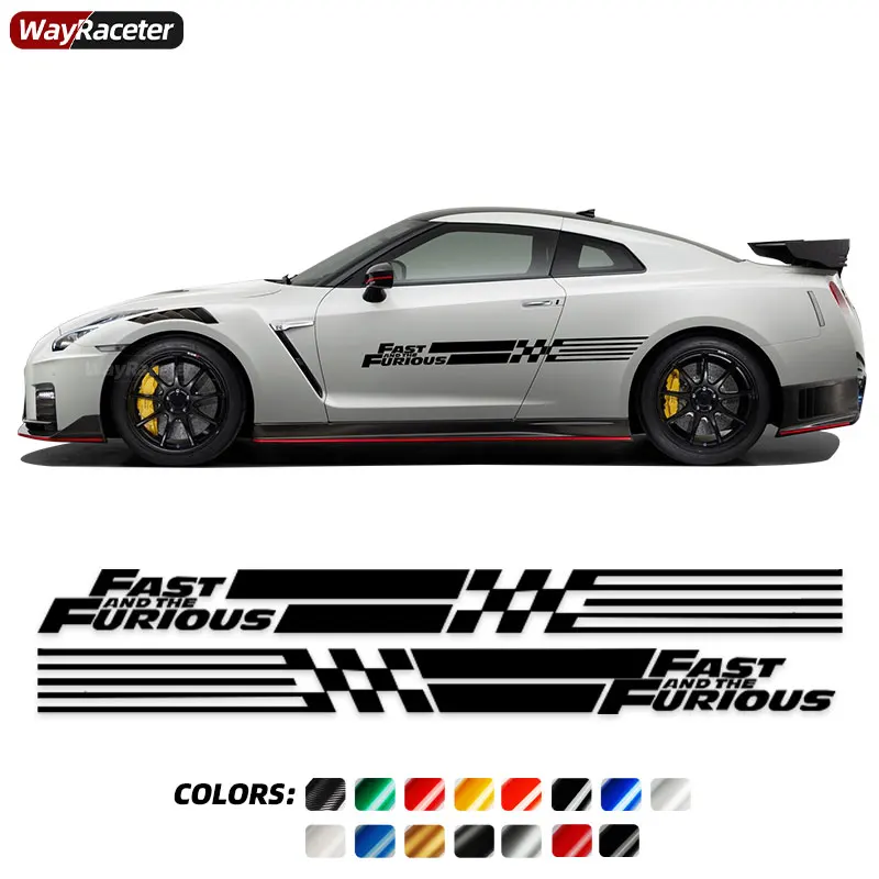 

Car Door Side Stripes Sticker Fast And Furious Body Decal For Ford Mustang Chevrolet Camaro Nissan GTR Dodge Challenger 350Z 370