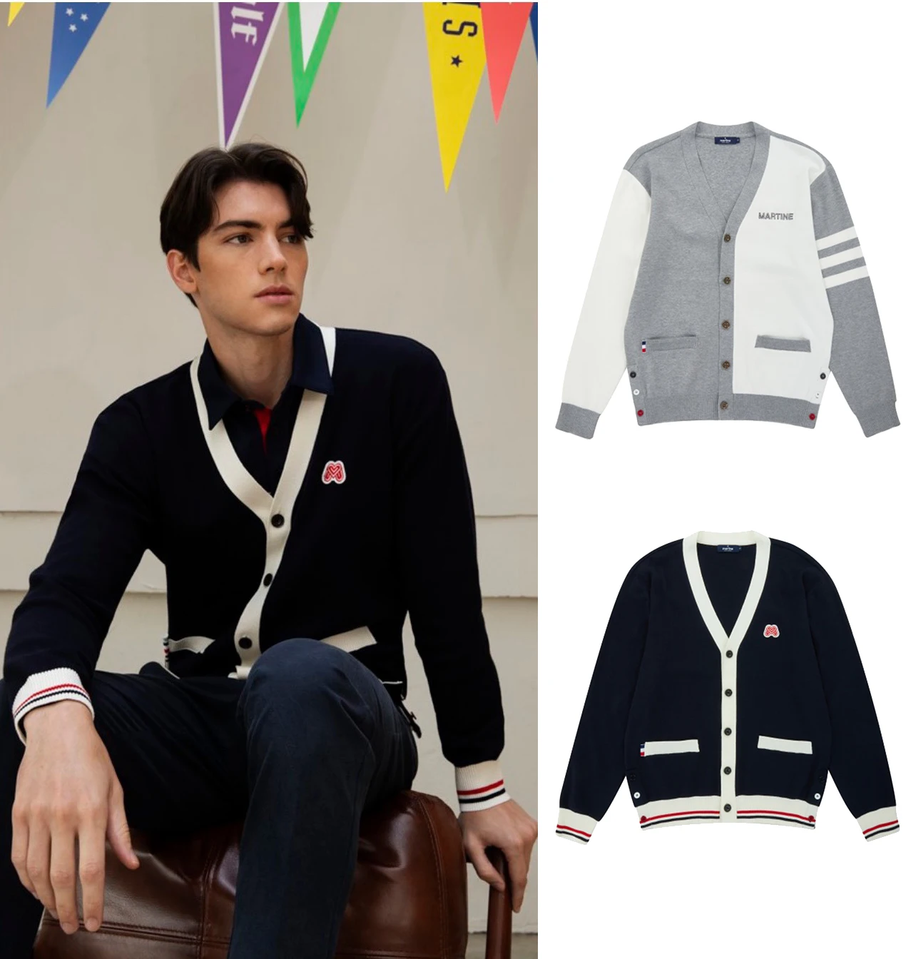 

Men's Golf V-Neck Knit Shirts Autumn/Winter Thick Knit Cardigan Outdoor Sports Fashion Golf Top