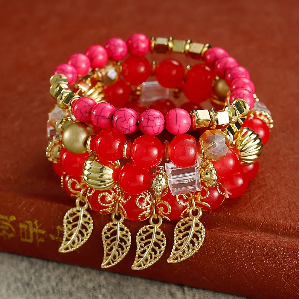 Модный универсальный многослойный браслет из хрустального стекла с бисером в