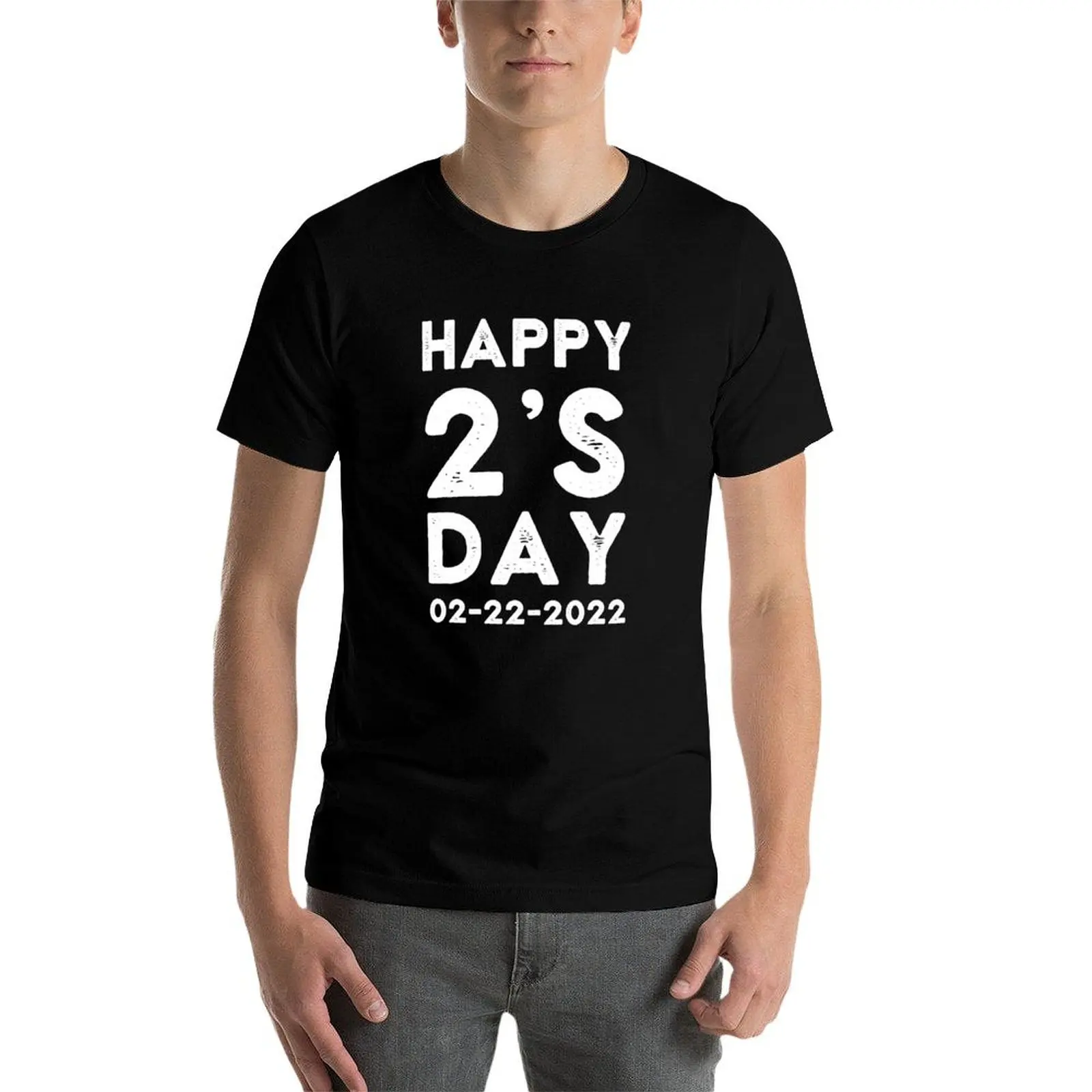 Фото Футболка Happy Twosday 2's Day 2022 на 22 февраля 2022 года, повседневная футболка в уличном стиле с короткими рукавами №3