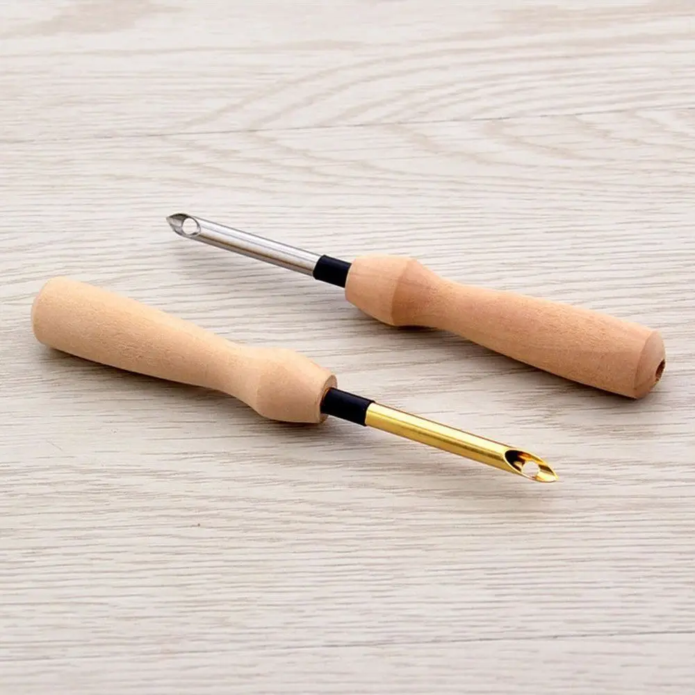 

Knitting Embroidery Pen Weaving Felting Craft Punch Needle Threader Wooden Handle DIY Magic Sewing Tool Accessories