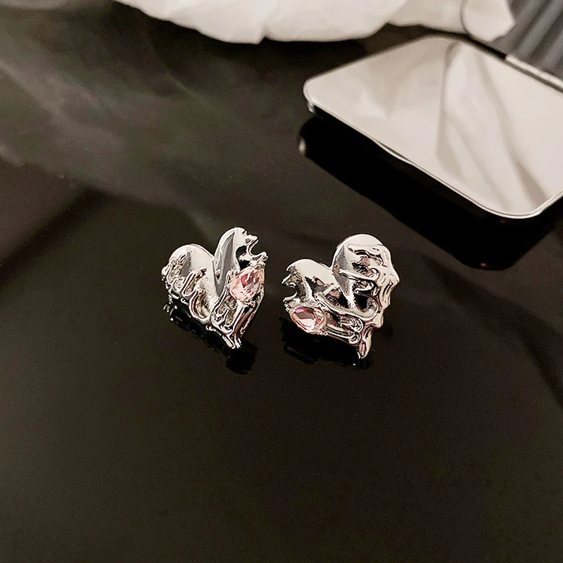 

Fashionable Trendy Irregular Heart Earring for Women Exquisite 925 Silver Needle Stud Earrings Wedding Jewelry Pendant Gift