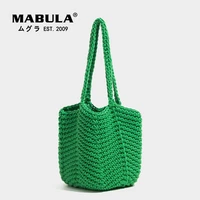 mabula crochet knitting shoulder bags for women bucket eco friendly handwoven handbags simple stylish soft cotton casual totes