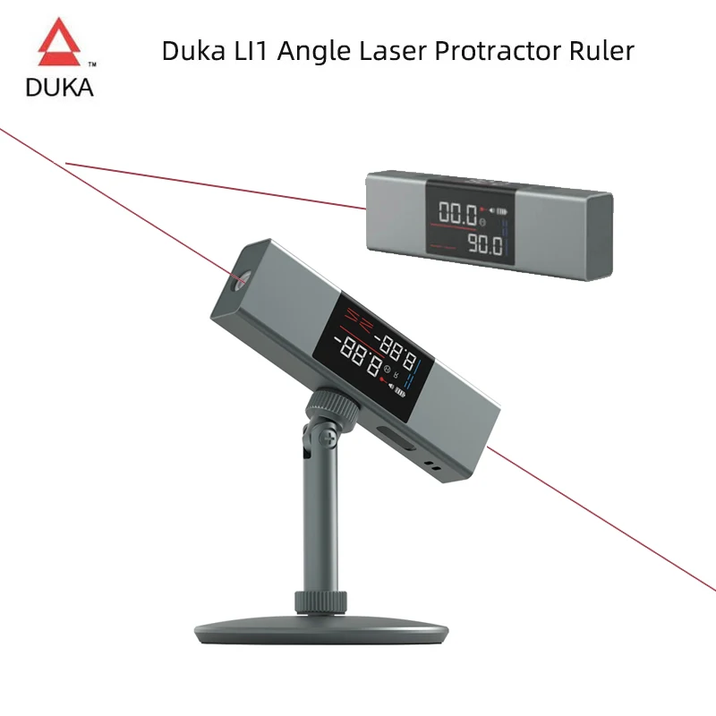 

Original AtuMan DUKA LI1 Laser Protractor Angle Measure MI Inclinometer LSP 2 Two Lasers Level Vertical Horizontal Cross Line