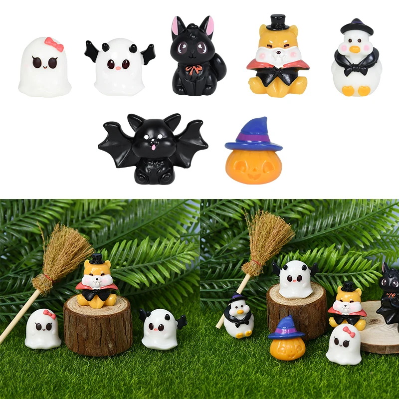 

Halloween Resin Craft Mini Figurines Fairy Garden Ornaments Cute Pumpkin Ghost Micro Landscape DIY Craft Scrapbooking Home Decor