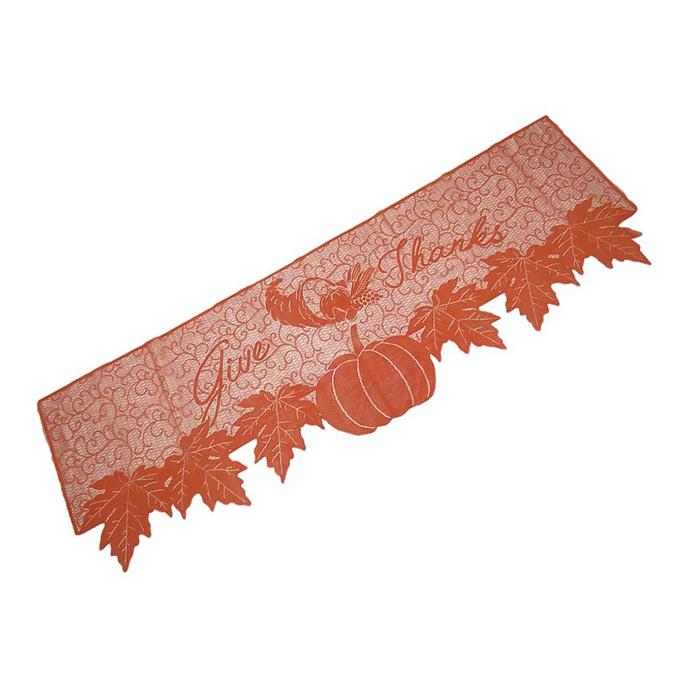 

20x60 Inch Table Runner Pumpkin Maple Leaf Table Cover Thanksgiving Easter Table Flag Decoration Fireplace Cloth (Orange-yellow)