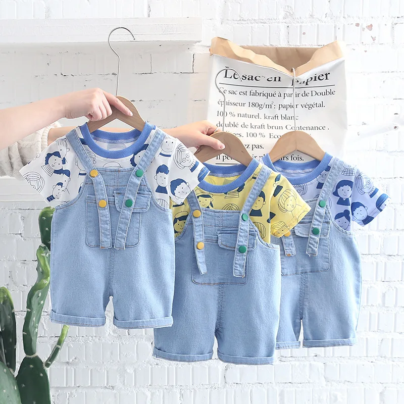 

LZH 2022 Short Sleeve Young Children's Suit Summer Baby Boy Clothing New 2 Piece Set For Girls 1-2-3-4 Year Printing Kids Outfit