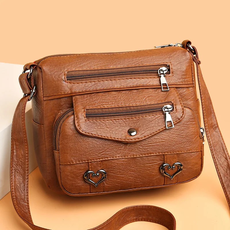 

PU Soft Leather Women Bag New Simple Lightweight And Large Capacity Shoulder Messenger Bag Leisure MiddleAged Lady 2023 Hot Sale
