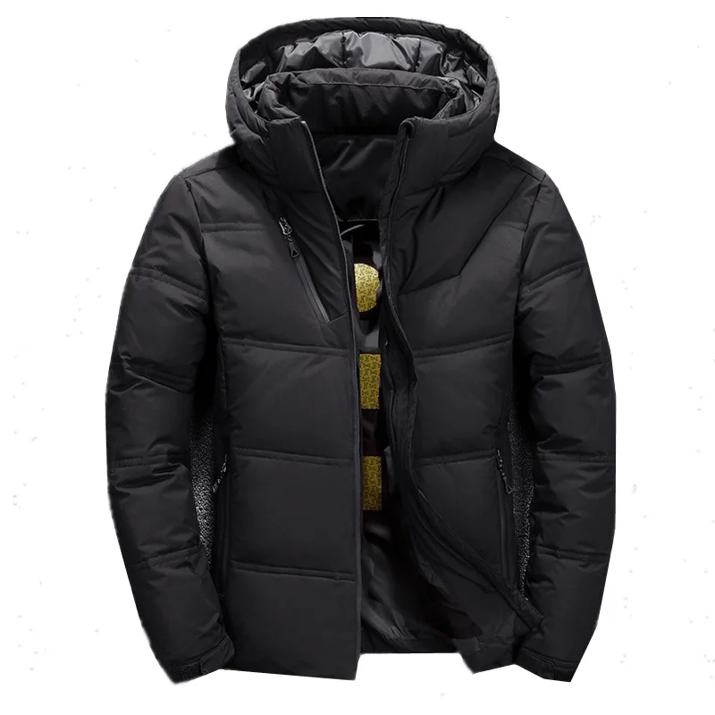 2022 Quality Brand Men Down Jacket Slim Thick Warm Solid Color  Hooded Coats  Fashion Casual Down Jackets Male  Men Winter Coat