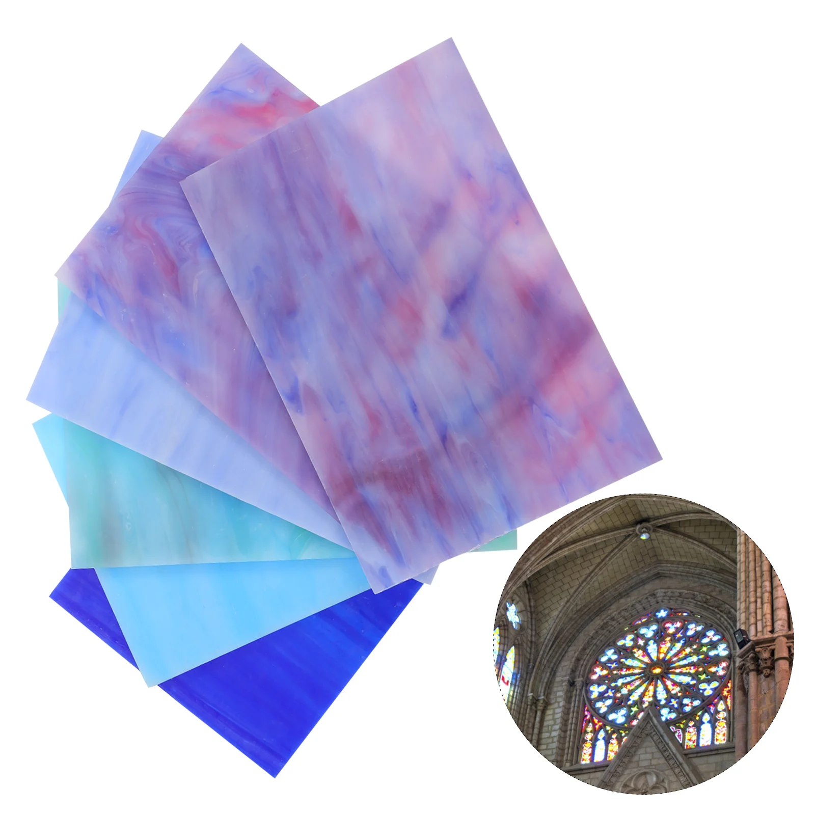 

6 Pcs Colored Mica Flakes Mosaic Stained Glass Cathedral Ceramic Tile Water Ripple Student