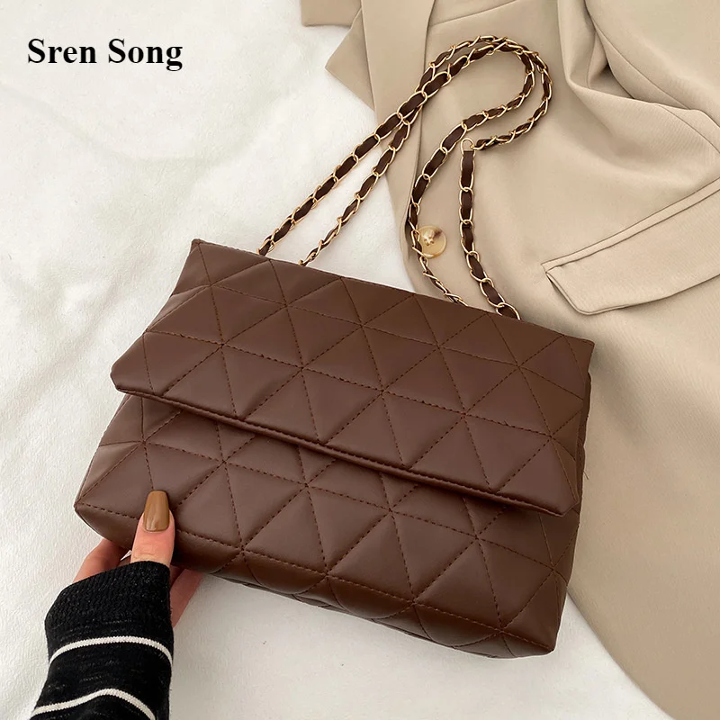 

Plaid Pu Leather Women Shoulder Bag Chain Strap Crossbody Bags For Women Fashion Designer Handbags Female Messenger Bags