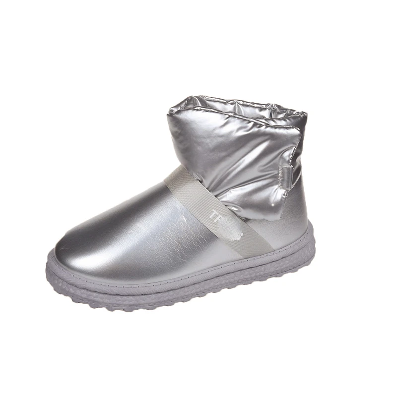 

Модные женские зимние ботинки, теплые пуховые женские Серебристые ботильоны, теплая плюшевая зимняя обувь на платформе, водонепроницаемая ...