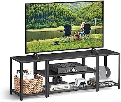 

TV Stand for TVs to 75 Inches, 3-Tier Entertainment Center, Industrial TV Console Table with Open Storage Shelves, for Living R