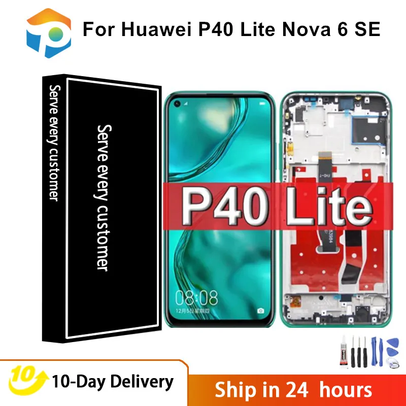Оригинальный дисплей для Huawei P40 Lite, ЖК-дисплей, 10 дюймов, сенсорный экран, замена для Nova 7i JNY-LX2 P 40 Lite, ЖК-экран
