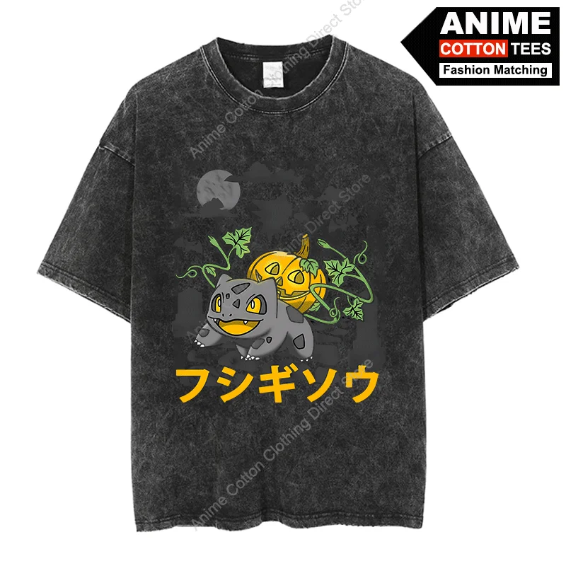 Футболка Pocket Monster Halloween Ivysaur хлопковая винтажная футболка Y2k Harajuku Street повседневные