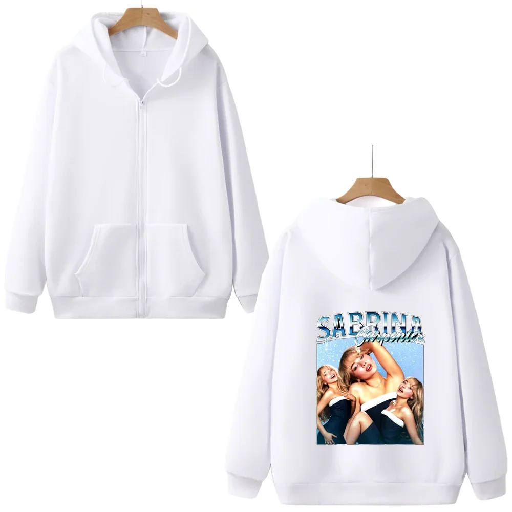 Сабрина Карпентер Забавный принт Толстовка Певица Стильная толстовка на молнии