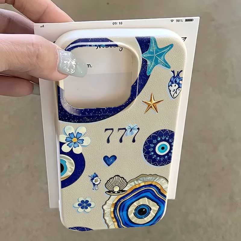 Фото Чехол для телефона Lucky 777 Evil Eye для iPhone 17, iPhone 15, 13, 14, 11, 12, 16 Pro Max, Air Plus, в богемном экзотическом этническом стиле, мягкий чехол №2