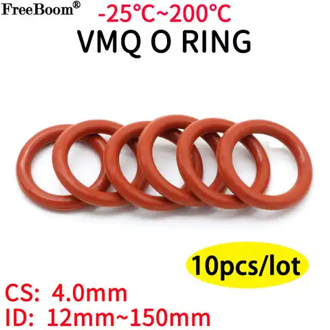 10 шт., силиконовые уплотнительные кольца VMQ, диаметр 4 мм, диаметр 12 ~ 150 мм