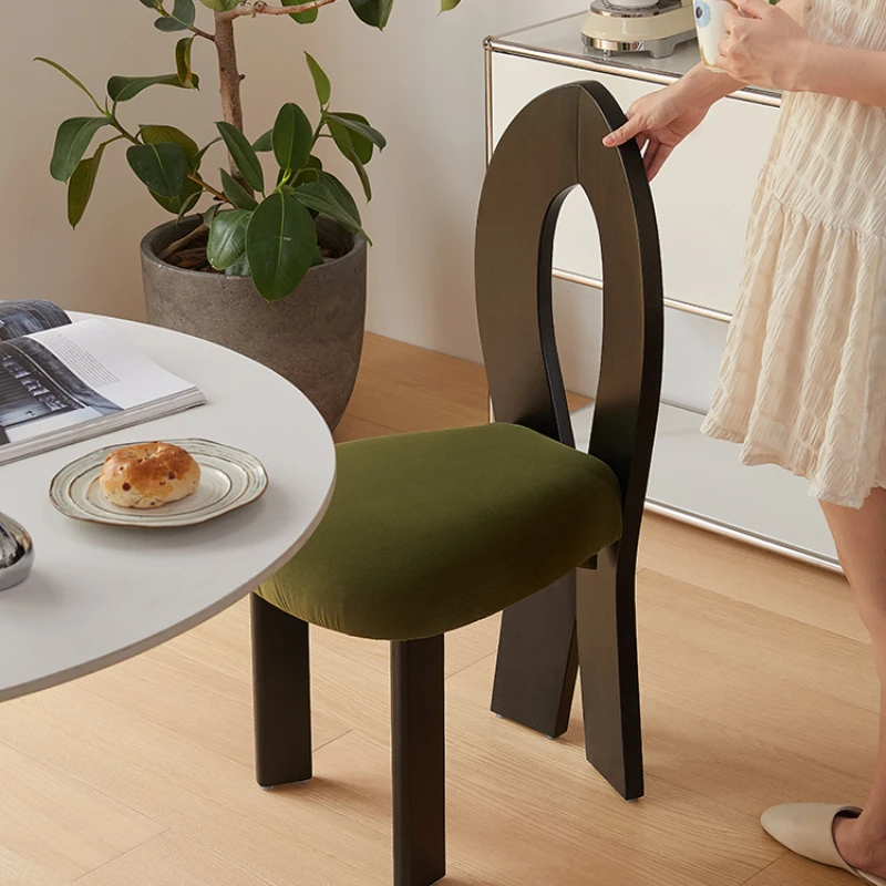 

French Retro Dining Chair Quiet Style Mid-Ancient Chair Solid Wood Backrest Desk Chair Bedroom Cosmetic Chair