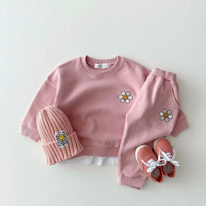 

Embroidery Daisy Sweatshirt+ Pants 2 Pcs Suit Boys Tracksuit Toddler Girl Clothes Set Children Boutique Outfits Kids Sports Wear