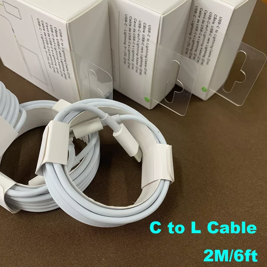 

10 шт./лот USB C кабель для iPhone 13 12 11 Pro Max Xs XR i13 8 Pin для Type C PD кабель для быстрой зарядки с оригинальной коробкой 2 м/6 футов 1 м