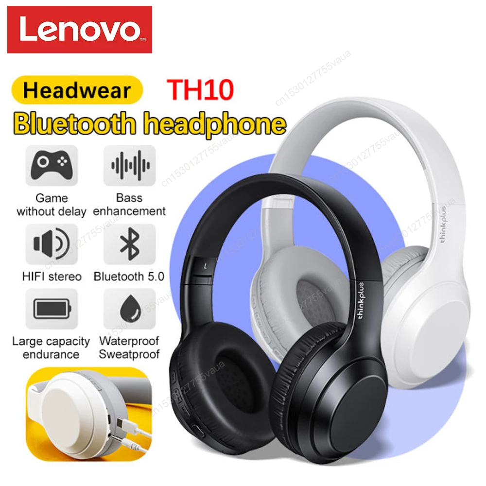 

Lenovo Thinkplus TH10 Stereo Headphone Bluetooth Earphones Hifi Bass Music Headset With Mic For Phone Laptop Sports LP40 Earbuds