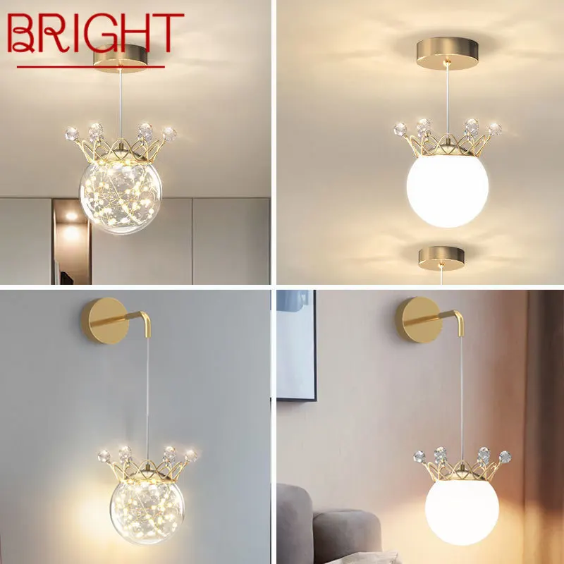 

BRIGHT Modern Wall Lamp Indoor LED Romantic Creative Design Luxury Glass Ball Sconce Lights For Home Bedroom Bedside Corridor