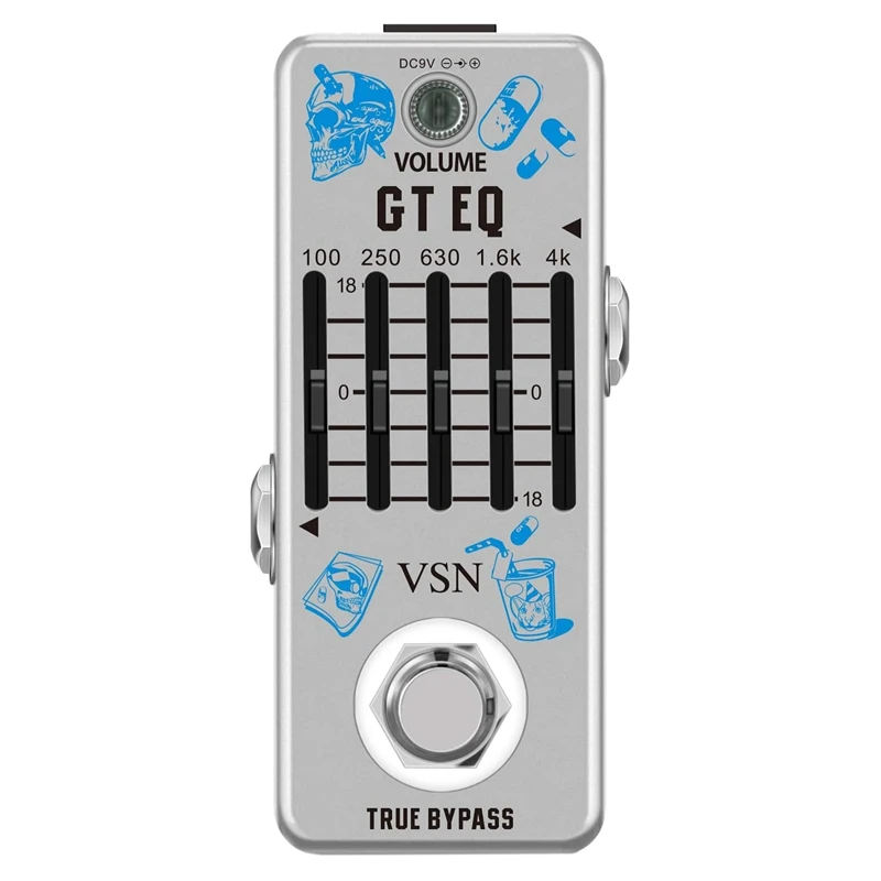 

VSN Guitar Equalizer Pedal 5-Band Parametric EQ Guitar Effect Pedal Frequency Compensator +/- 18DB Range True Bypass