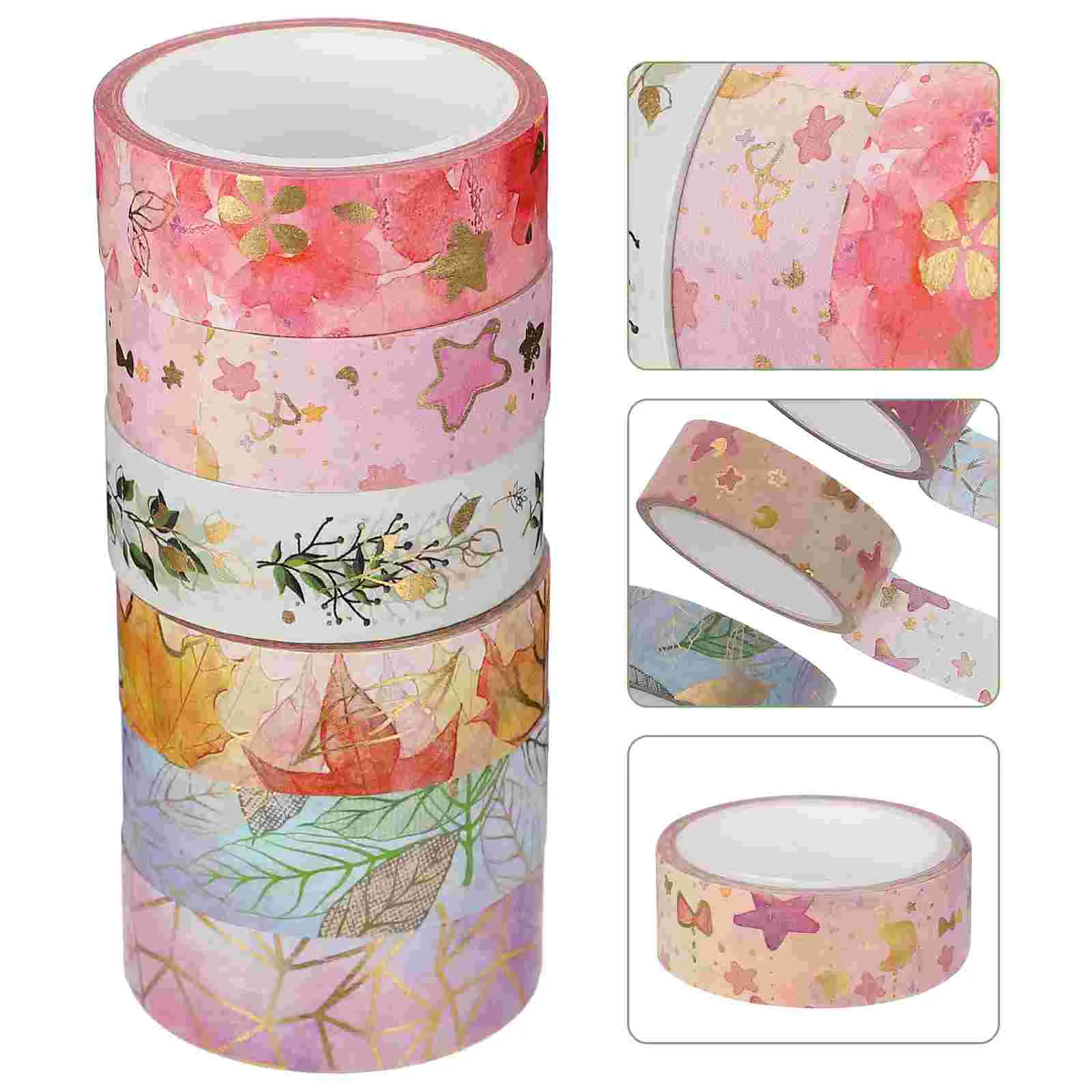 

6pcs Washi Masking Tape Creative Durable Practical Stylish DIY Paper Tape Floral Washi Tape DIY Washi Tape