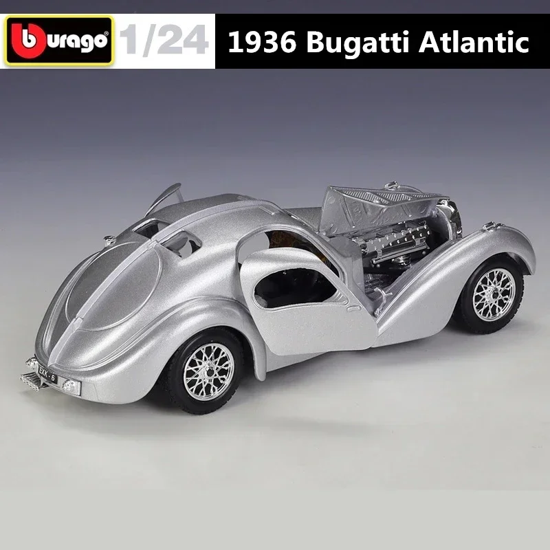 Bburago 1:24 1936 Bugatti 57SC Atlantic Alloy Классическая модель автомобиля Литье под давлением
