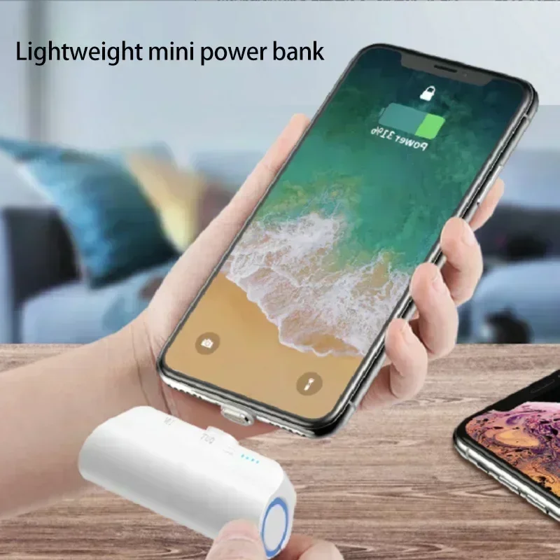Мини-портативный аккумулятор Power Bank с задним зажимом для iPhone Samsung Huawei Xiaomi