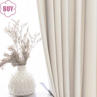 2022nordic curtains for living dining room bedroom simple light luxury milky white bay window velvet cloth curtain french window