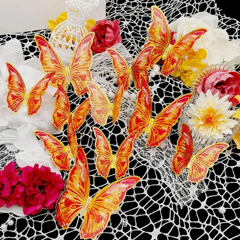 Настенные 3d-наклейки с бабочками и золотыми краями свадебные принадлежности для
