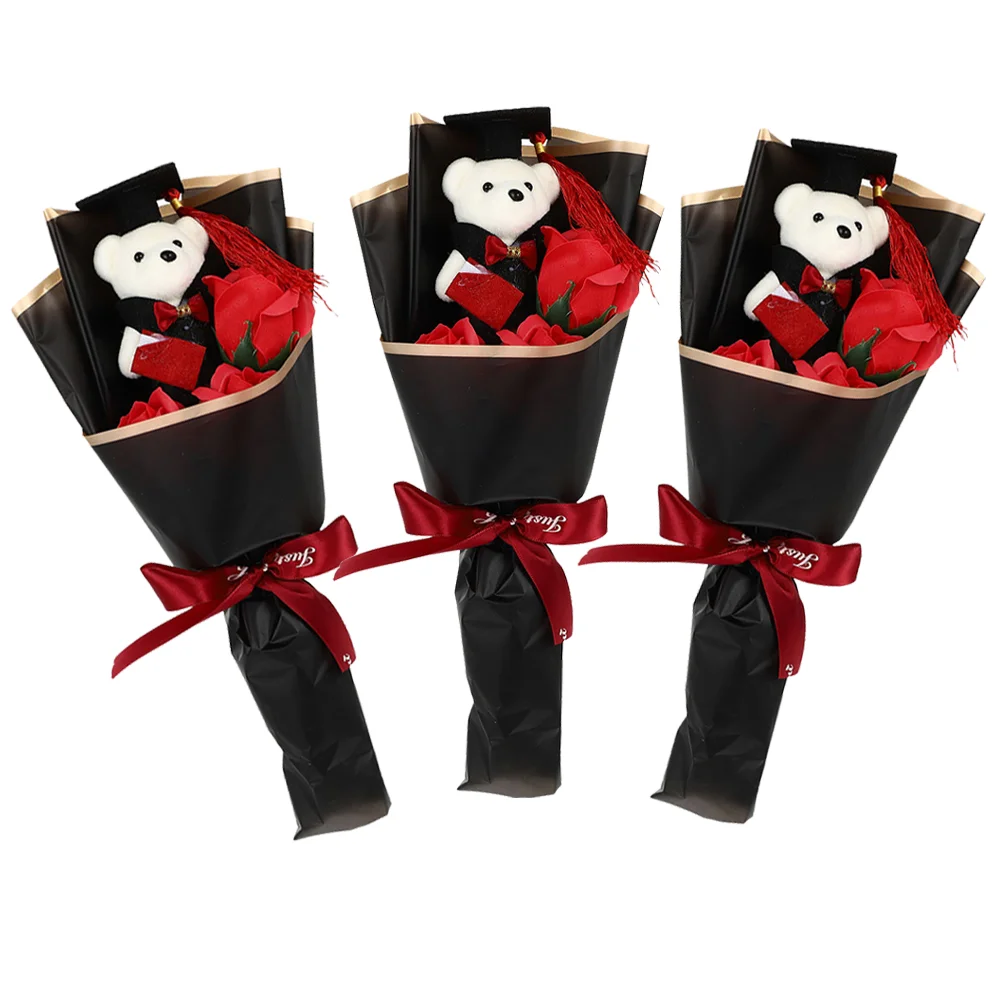 

3 Pcs Ladies Suits Graduation Bouquet Gifts Her 2023 High School Bear Soap Miss