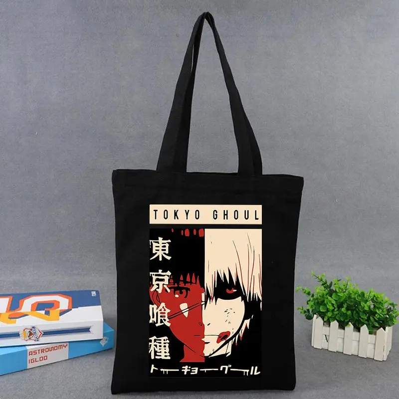 

Anime Tokyo Ghoul Women Kaneki Ken Streetwear Canvas Bag Harajuku Shopper Large Capacity Women's Bag Vintage Anime Shoulder Bag