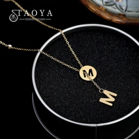 simple fashion m letter titanium steel short necklace for woman 2021 south korean jewelry neo goth girls sexy clavicle chain