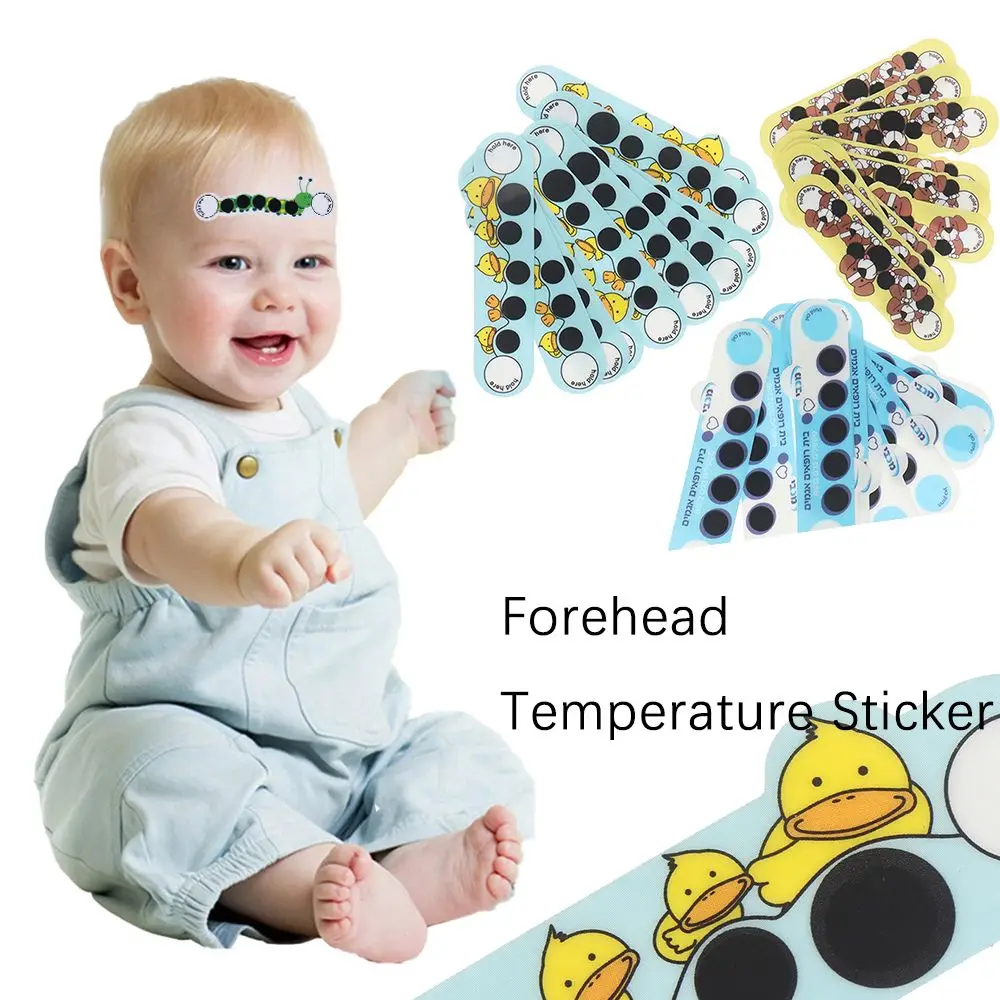 

1 Pack Newborn Cute Cartoon Animal Pattern LCD Color Changing Forehead Thermometer Sticker Baby Safety Nursing Thermometer